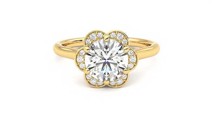 Taylor & Hart Fleur Round Engagement Ring 360 degree image 0