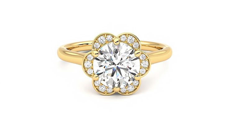 Taylor & Hart Fleur Round Engagement Ring 360 degree image 1