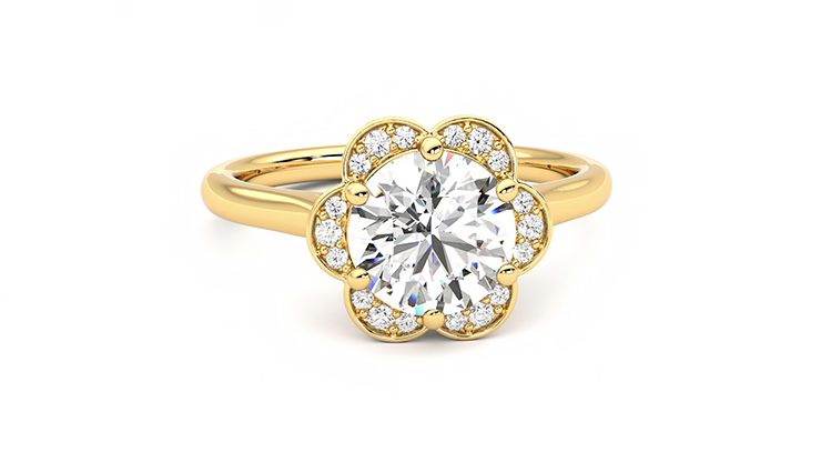 Taylor & Hart Fleur Round Engagement Ring 360 degree image 2