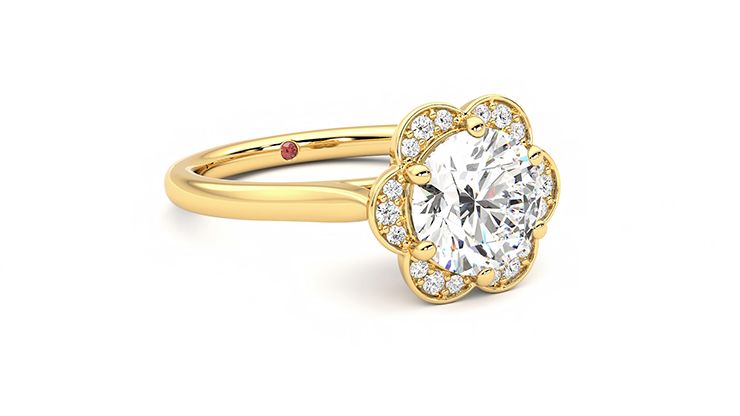 Taylor & Hart Fleur Round Engagement Ring 360 degree image 5