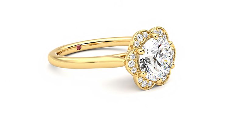 Taylor & Hart Fleur Round Engagement Ring 360 degree image 6