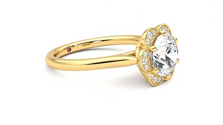 Taylor & Hart Fleur Round Engagement Ring 360 degree image 7