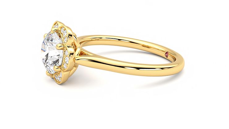 Taylor & Hart Fleur Round Engagement Ring 360 degree image 22