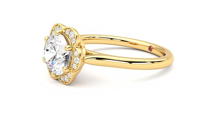 Taylor & Hart Fleur Round Engagement Ring 360 degree image 23