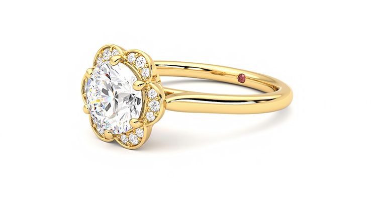 Taylor & Hart Fleur Round Engagement Ring 360 degree image 24