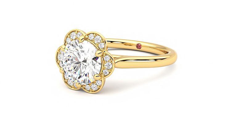 Taylor & Hart Fleur Round Engagement Ring 360 degree image 25