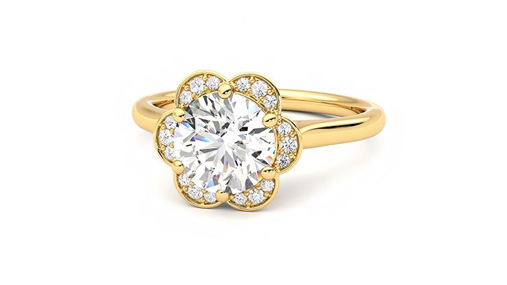 Taylor & Hart Fleur Round Engagement Ring 360 degree image 27