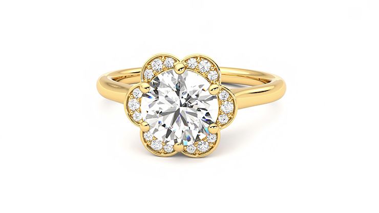 Taylor & Hart Fleur Round Engagement Ring 360 degree image 28