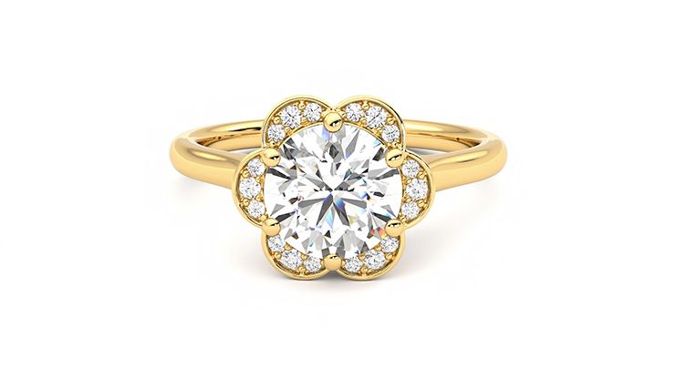 Taylor & Hart Fleur Round Engagement Ring 360 degree image 29