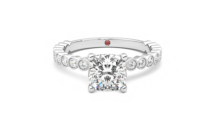 Taylor & Hart Flourish Cushion Engagement Ring 360 degree image 0
