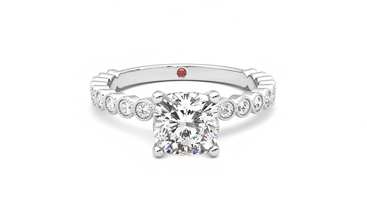 Taylor & Hart Flourish Cushion Engagement Ring 360 degree image 1