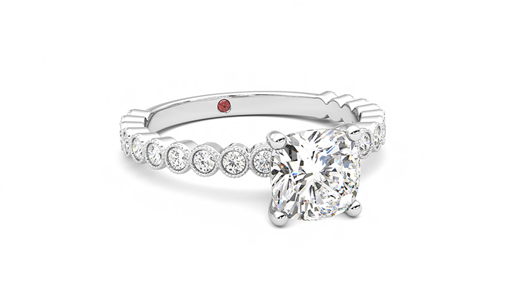 Taylor & Hart Flourish Cushion Engagement Ring 360 degree image 4