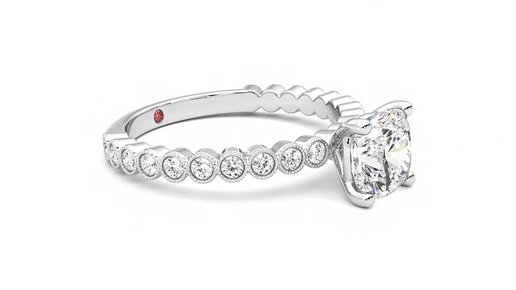 Taylor & Hart Flourish Cushion Engagement Ring 360 degree image 7