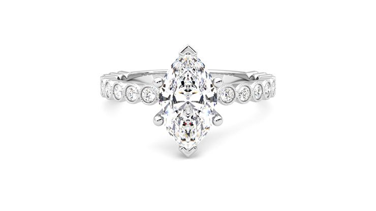Taylor & Hart Flourish Marquise Engagement Ring 360 degree image 0