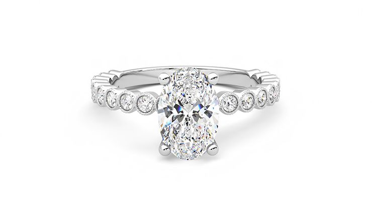 Taylor & Hart Flourish Oval Engagement Ring 360 degree image 1