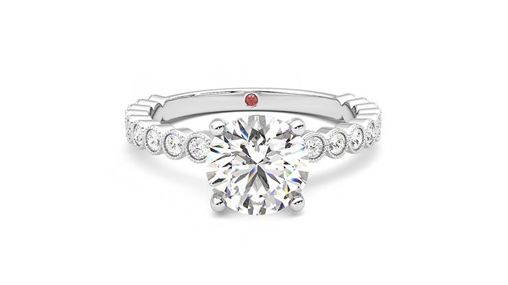 Taylor & Hart Flourish Round Engagement Ring 360 degree image 1