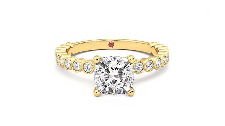 Taylor & Hart Flourish Cushion Engagement Ring 360 degree image 1