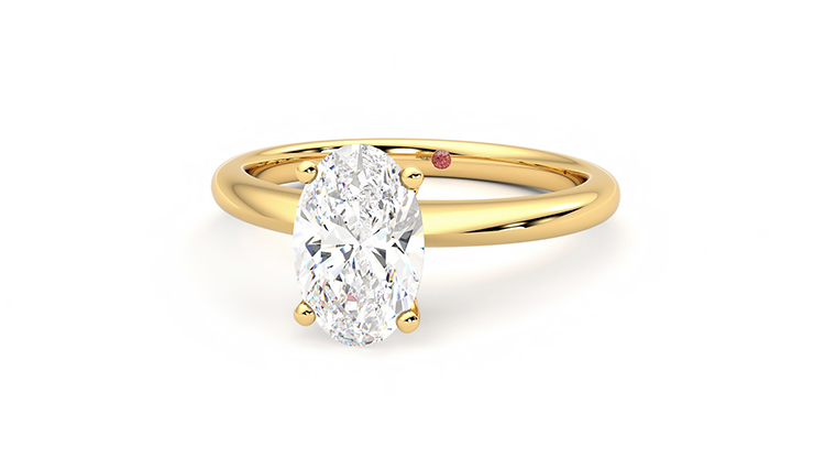 Solitaire oval engagement hot sale ring thin band