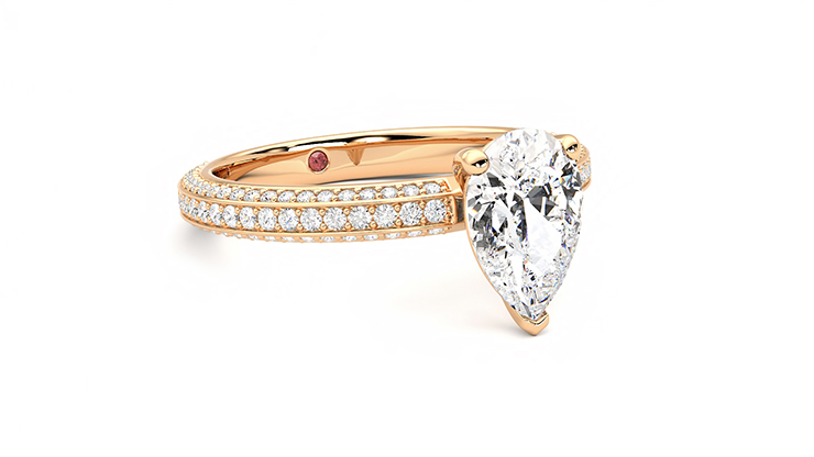 Taylor & Hart Halcyon Pear Engagement Ring 360 degree image 5