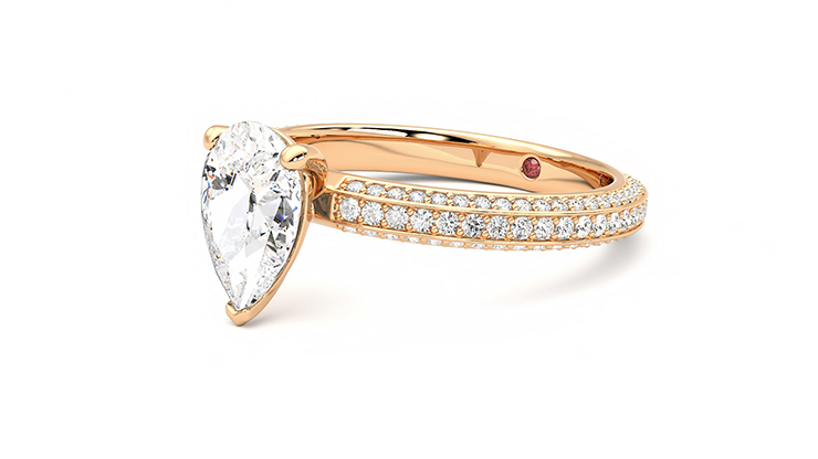 Taylor & Hart Halcyon Pear Engagement Ring 360 degree image 24