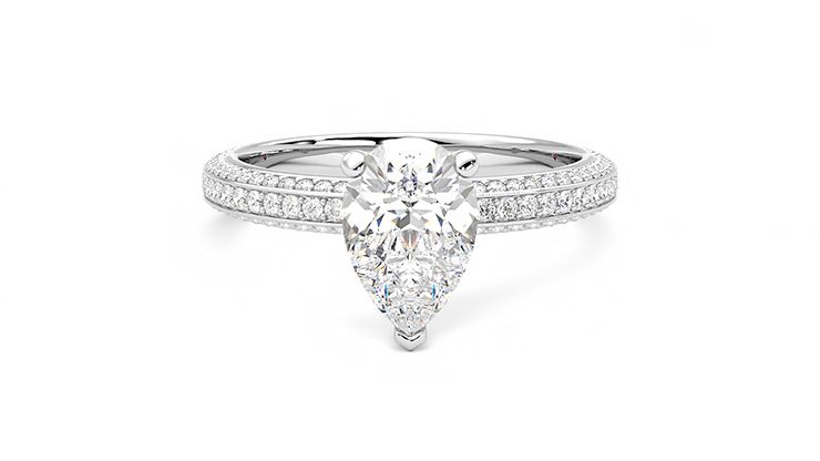 Taylor & Hart Halcyon Pear Engagement Ring 360 degree image 0