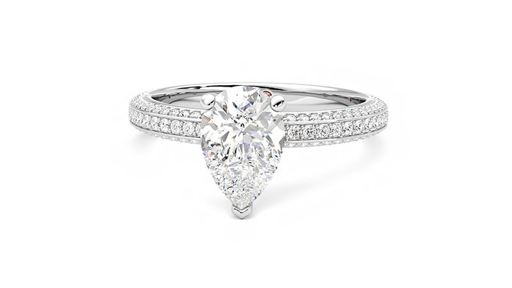 Taylor & Hart Halcyon Pear Engagement Ring 360 degree image 28