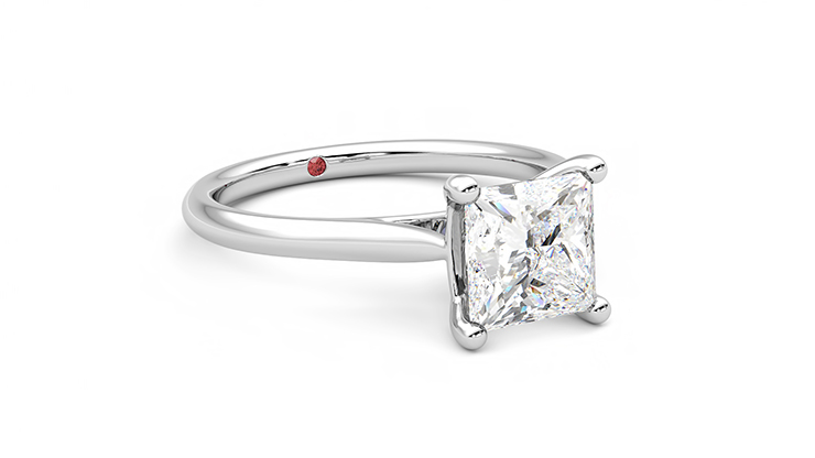 Solitaire square store engagement rings