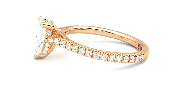 Taylor & Hart Hope Pear Engagement Ring 360 degree image 21