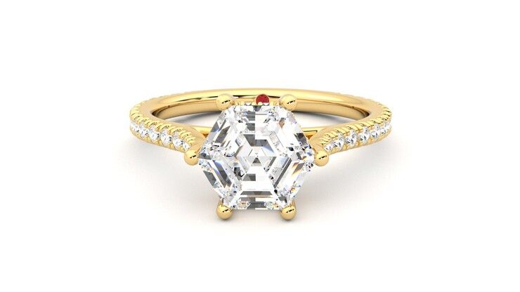 Taylor & Hart Hope Hexagonal Engagement Ring 360 degree image 29