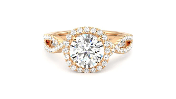 ChenFeng Rose gold ring Grown Halo Engagement Ring For Women Ideal  Engagement Ring 