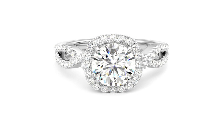 Twisted cushion halo hot sale engagement ring