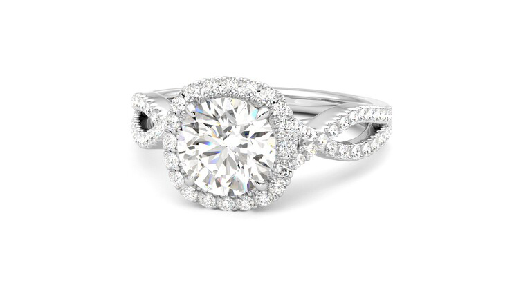 True Romance Oval Cut Halo Diamond Infinity Engagement Ring RM1390V-E8 -  Naser Diamonds