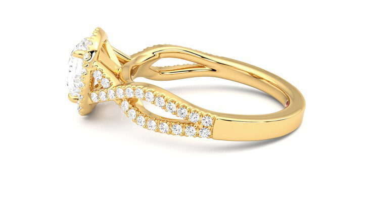 14k Yellow Gold Infinity Twist Diamond Engagement Ring with Micropave  Setting(1/4 ct. tw.)