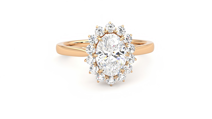  18K Rose Gold Cute Engagement Rings, Ring Women Flower