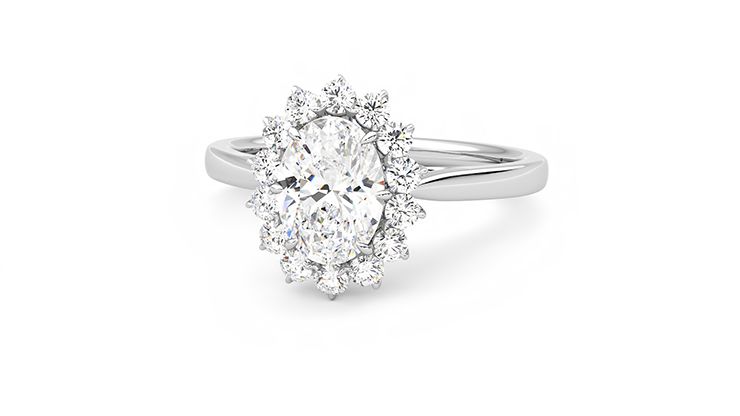 Taylor & Hart Lyra Oval Engagement Ring 360 degree image 27