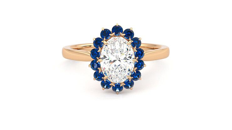 Taylor & Hart Lyra Oval Engagement Ring 360 degree image 1
