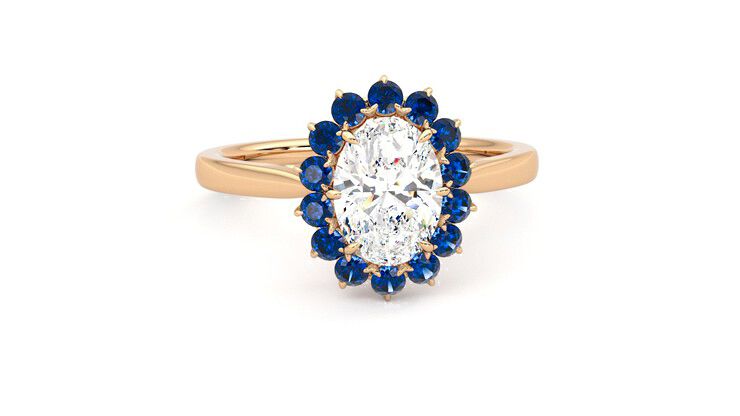 Taylor & Hart Lyra Oval Engagement Ring 360 degree image 2