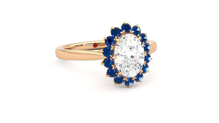 Taylor & Hart Lyra Oval Engagement Ring 360 degree image 4