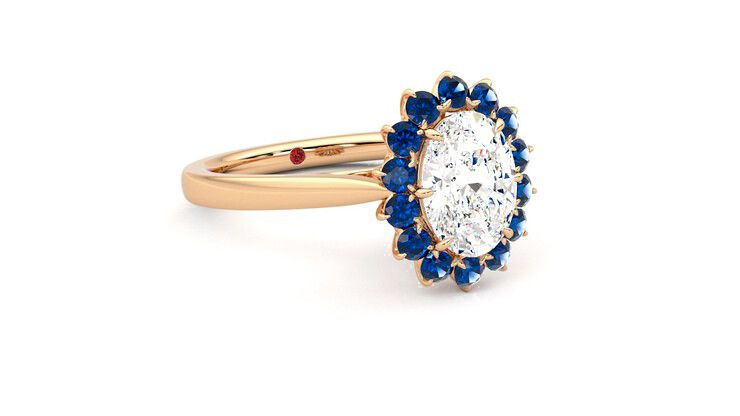 Taylor & Hart Lyra Oval Engagement Ring 360 degree image 5