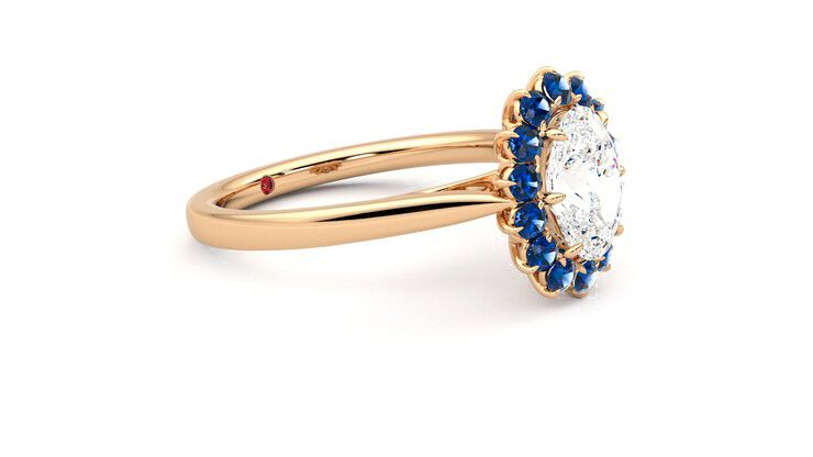 Taylor & Hart Lyra Oval Engagement Ring 360 degree image 7