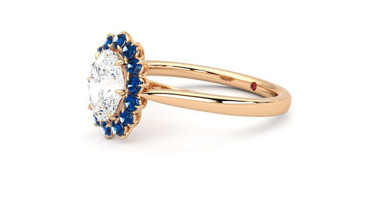 Taylor & Hart Lyra Oval Engagement Ring 360 degree image 23
