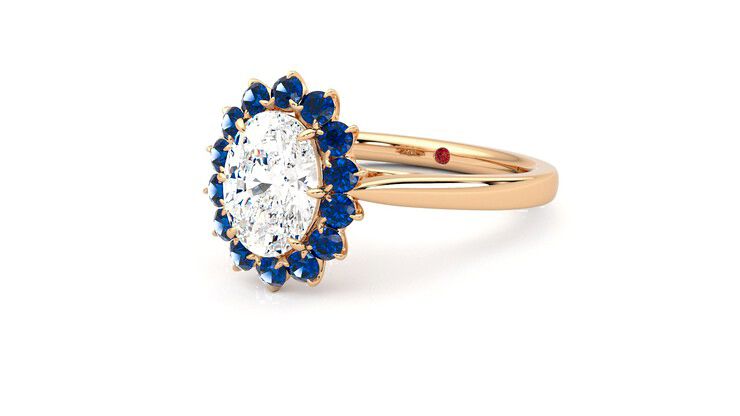 Taylor & Hart Lyra Oval Engagement Ring 360 degree image 25