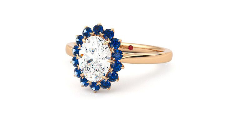 Taylor & Hart Lyra Oval Engagement Ring 360 degree image 26