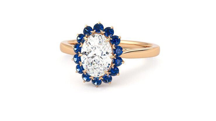 Taylor & Hart Lyra Oval Engagement Ring 360 degree image 27