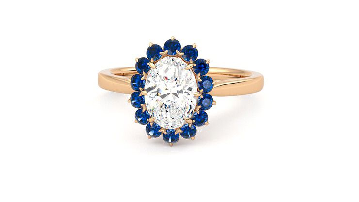 Taylor & Hart Lyra Oval Engagement Ring 360 degree image 28