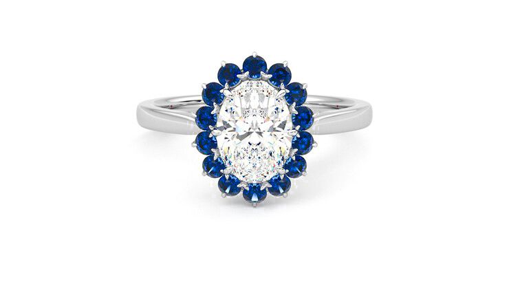 Taylor & Hart Lyra Oval Engagement Ring 360 degree image 0