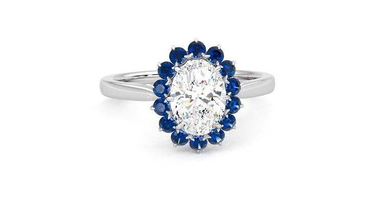 Taylor & Hart Lyra Oval Engagement Ring 360 degree image 2