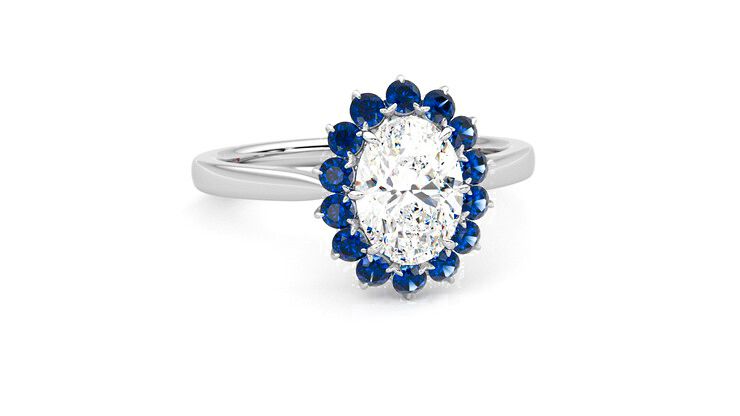 Taylor & Hart Lyra Oval Engagement Ring 360 degree image 3