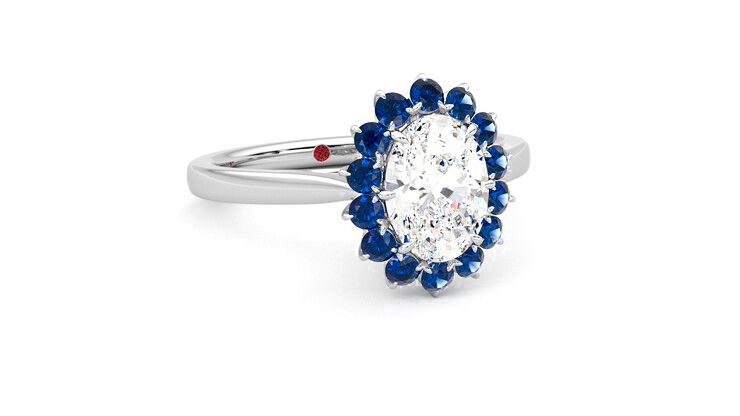 Taylor & Hart Lyra Oval Engagement Ring 360 degree image 4