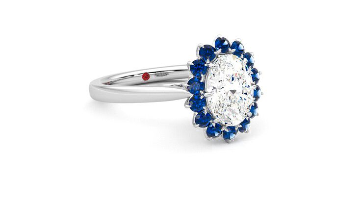 Taylor & Hart Lyra Oval Engagement Ring 360 degree image 5